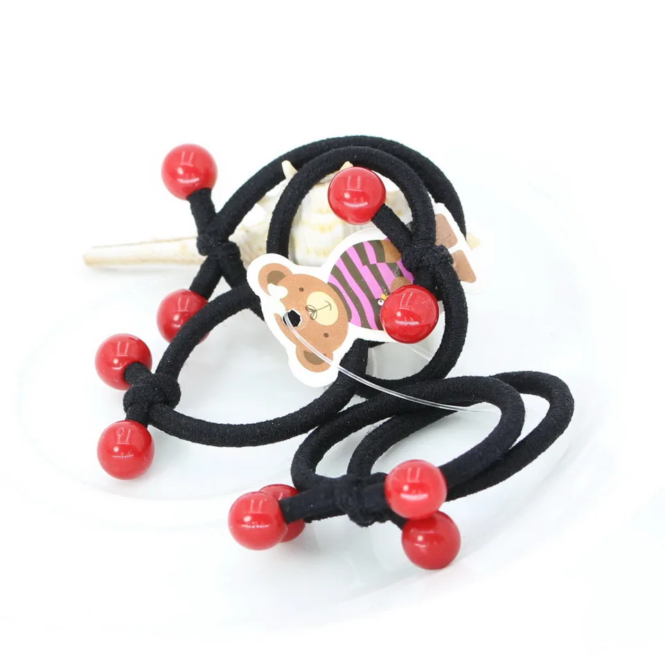 isnice Black Rubber bands red ball Girls Colorful Elastic Hair Band Lovely Kids Children Rope Accessories Random Color | Аксессуары для