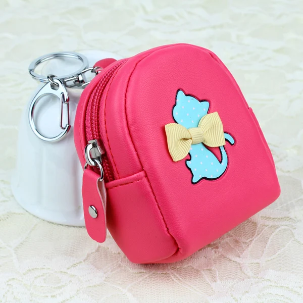 Rose Red 1 Кошелек для монет, женские короткие мини-кошельки на молнии, сумки для денег, сумка для карт, женский кошелек, Карманный Брелок, кулон, Женский кошелек с изображением кошки, сумки - Цвет: Rose Red 1