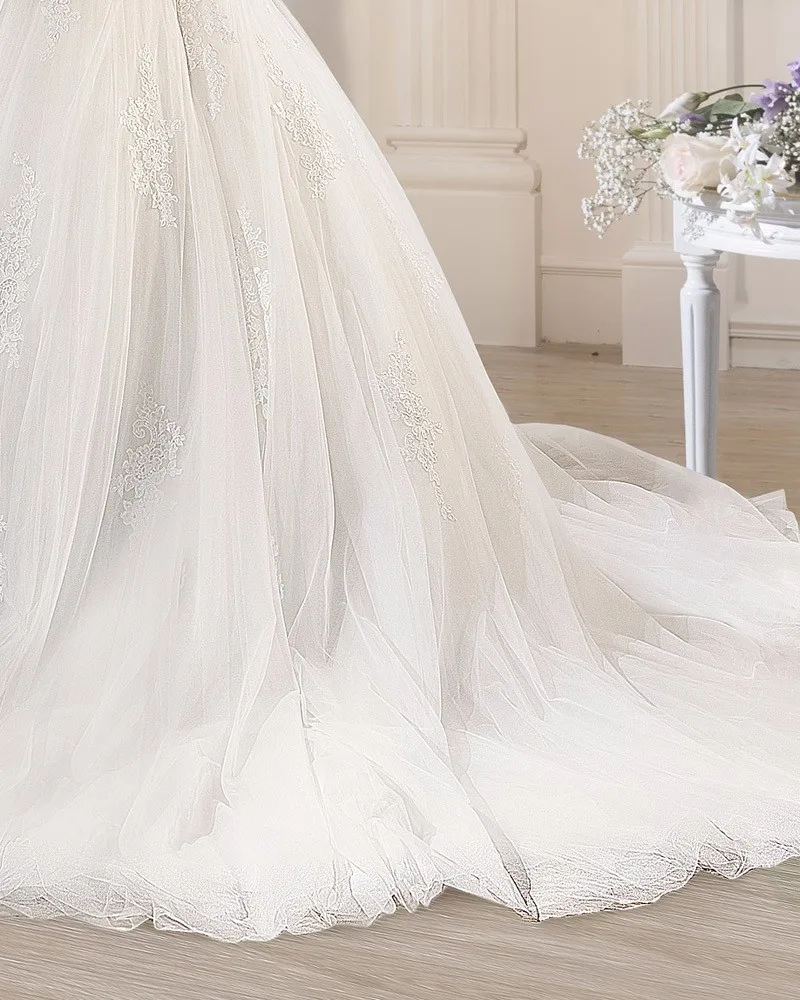 Новое Прибытие Бальное платье Свадебное Платье 2016 Милая Половина Рукава Robe de mariage