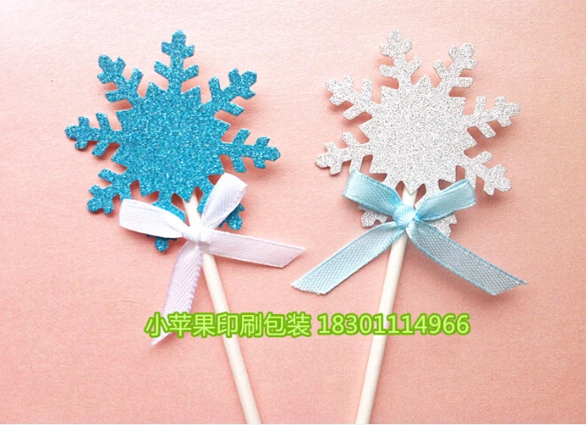 Оптовая продажа 2000 шт./лот серебряные синие снежинки с бумажными палочками бант
