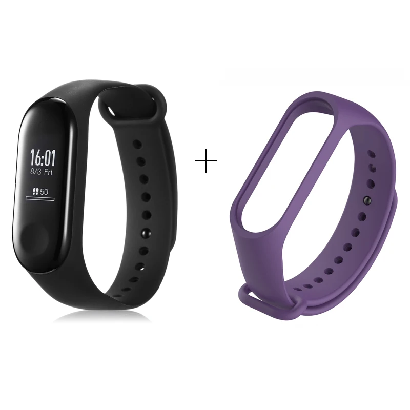 purple Xiaomi mi-браслет 3, умный Браслет, монитор сердечного ритма, Bluetooth 4,2, mi Band 3, OLED, для вызова сообщений, умный Браслет, водонепроницаемый браслет - Цвет: purple