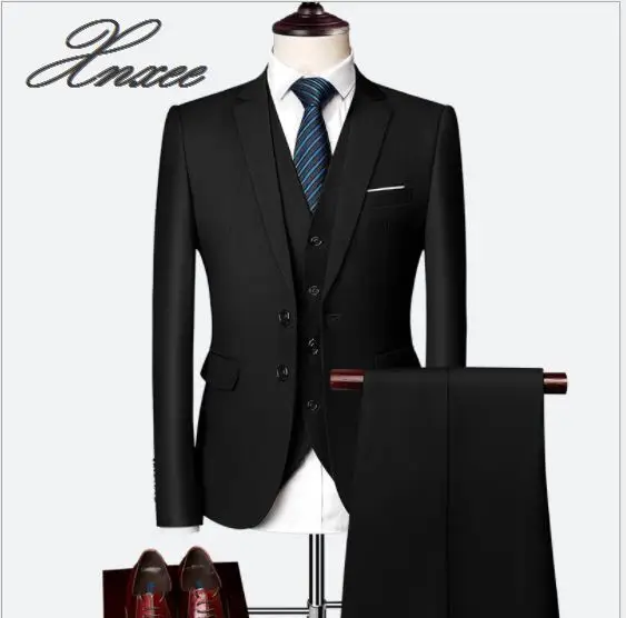 

Business men's suit 3 piece suit men's blazer + vest + pants suit custom Plus size M-6XL