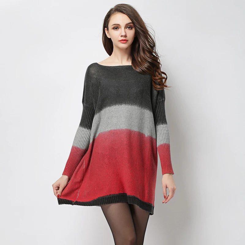 Осенне зимние женские шерстяные платья свитеры в европейском стиле с принтом