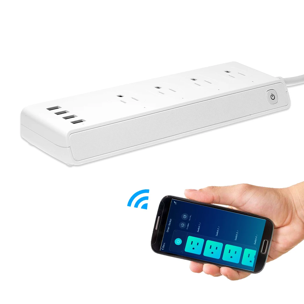 Smart wifi power Strip с 4 выходами переменного тока для индивидуального управления led 4 usb-порта для зарядки приложение управление голосовым управлением для Alexa