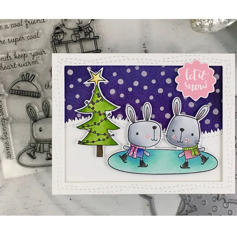 Cute Rabbit Clear Stamp Match Metal Cutting Die Stencil For DIY Scrapbooking Decorative Embossing Handcraft Template | Дом и сад