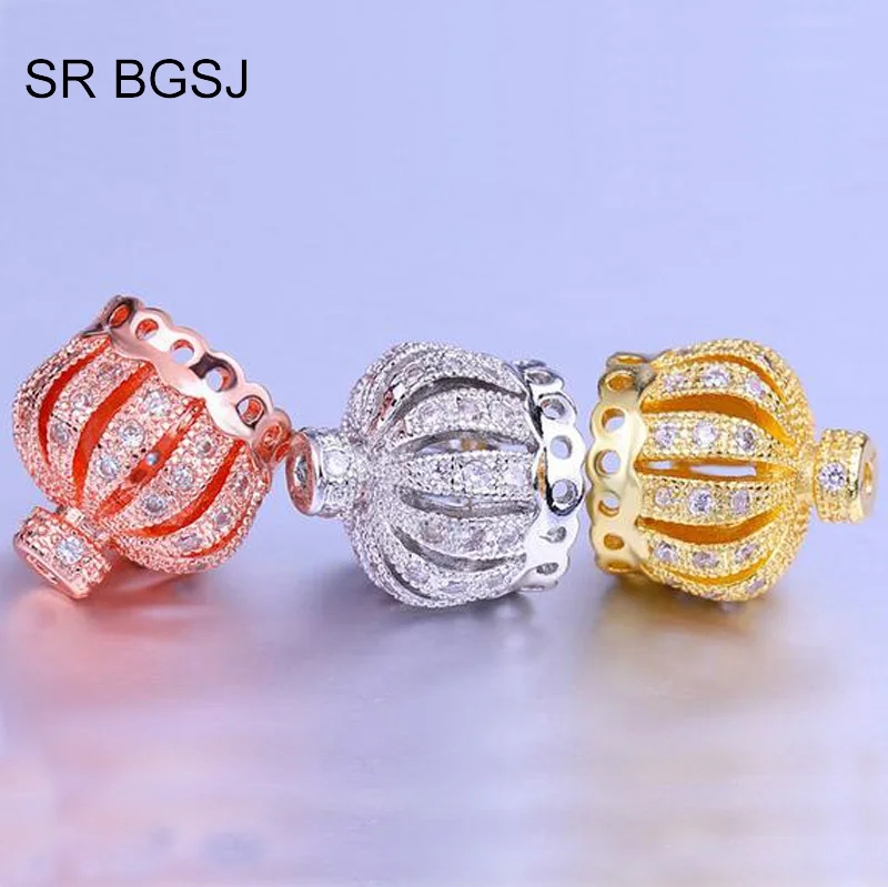 Free Shipping 6Pcs Jewelry Findings Micro Inlay Crown Tassel Accessories Cap Zircon Pendant beads Connectors|Ювелирная фурнитура и