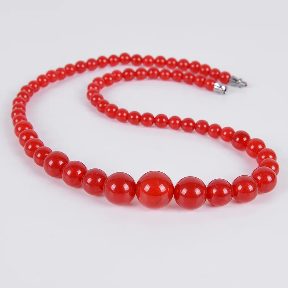 

Fashion Round Bead Red Jad Necklace Natural Stone 6-14mm Yoga Balance Reiki Healing Women Jewelry J004