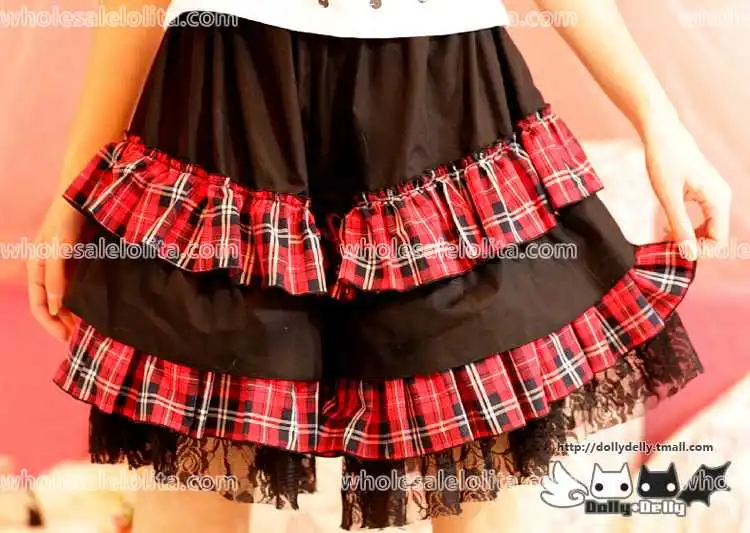 Лидер продаж модные кружевные шорты в красную клетку и черную Лолита юбки любого