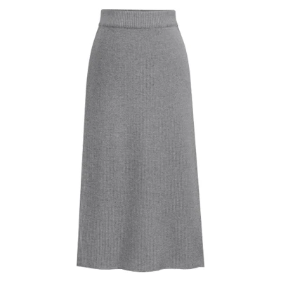 light grey Зимняя трикотажная облегающая юбка-карандаш размера плюс M-6XL, юбки с высокой талией, женская уличная длинная юбка с разрезом, Женская юбка Faldas Mujer - Цвет: light grey