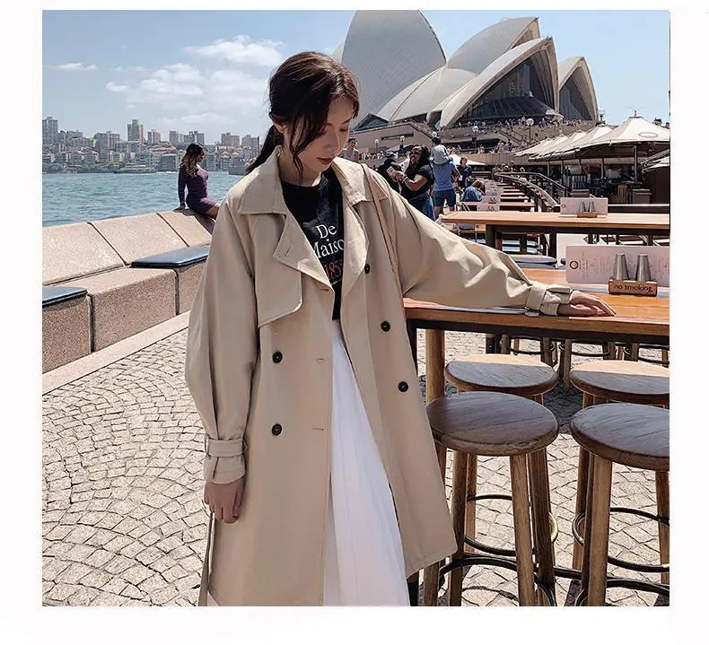 Женский плащ с отложным воротником, длинное женское пальто, Casaco Feminino Harajuku Abrigo Mujer trench Femme