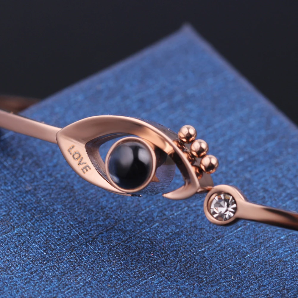 Fashion Rhinestone Titanium Steel Love Letter Thin Open Bracelet Bangle Jewelry | Украшения и аксессуары