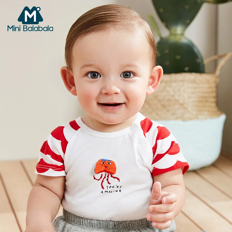 Mini balabala2019, детский летний комбинезон, хлопковый, хитовый, цветной, для маленьких мальчиков, тонкий, цельный, мягкий и красивый, одежда