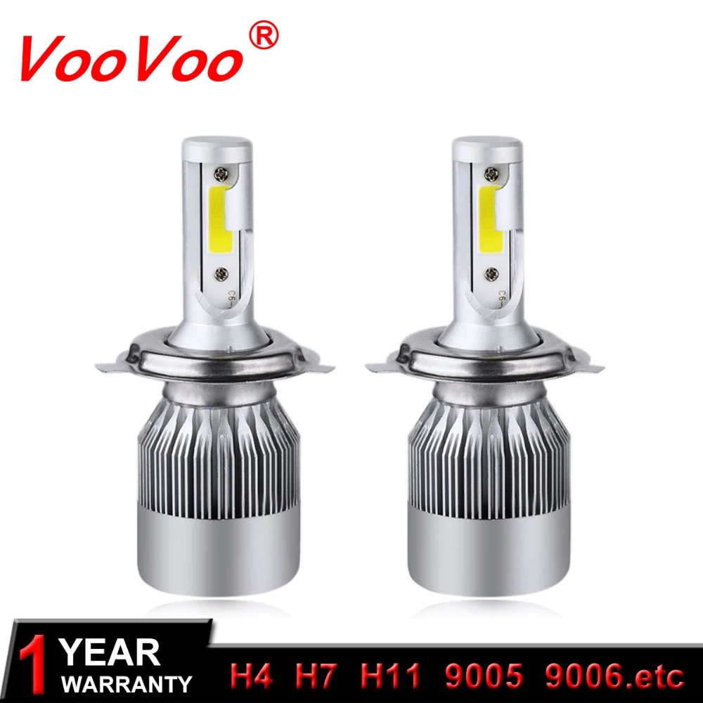 VooVoo Автомобильные фары H7 H4 светодиодный H8/H11 HB3/9005 HB4/9006 H1 H3 9012 HIR2 72 Вт 6000 лм C6 ные K