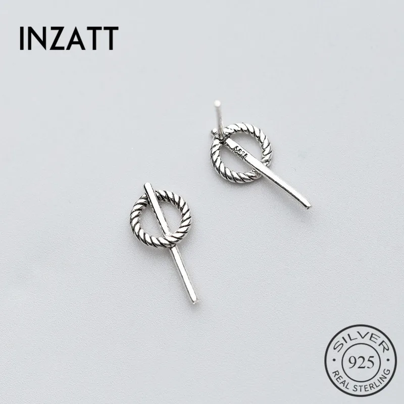 Женские серьги гвоздики INZATT круглые из стерлингового серебра 925 пробы с