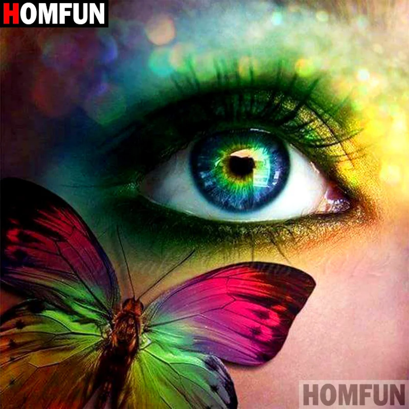 HOMFUN DIY 5D Diamond Painting "Butterfly eye" Full Diamond Embroidery Sale Picture Of Rhinestones For Festival Gifts A16794