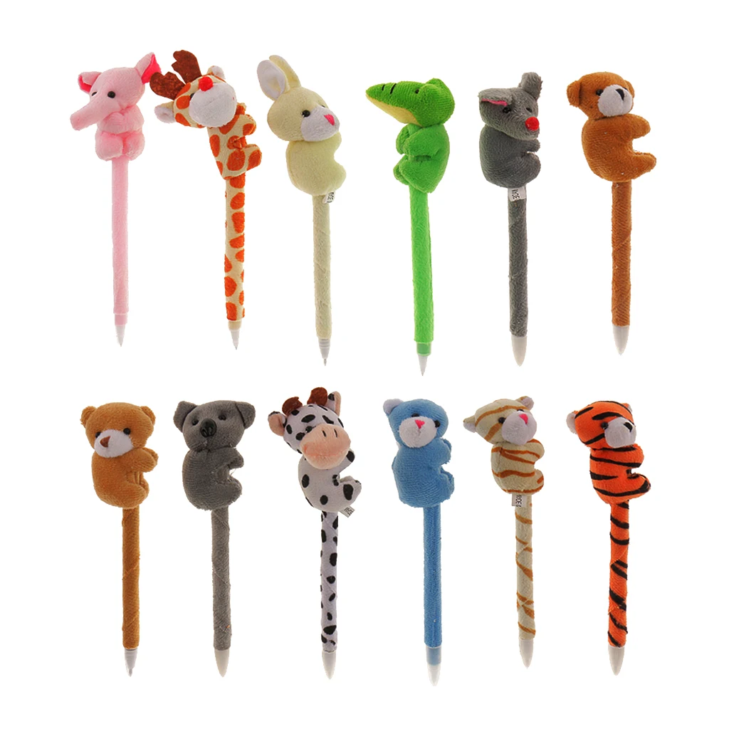 

12Pcs Plush Animal Pens Plush Pens Plush Cartoon Fluffy Animal Pen Gifts