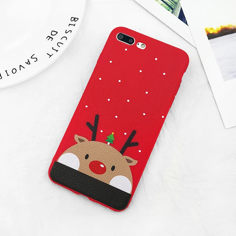 LISHE Phone Case For iPhone 6 6s 7 8 Plus X New Year Red Santa Claus Merry Christmas Elk Tree Cute Back Cover Cases Gifts | Мобильные