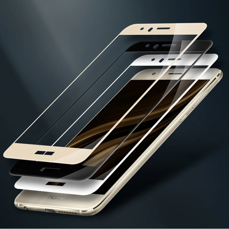 Цветной полноразмерный защитный экран из закаленного стекла для Huawei P10 Plus P9 P8 Lite