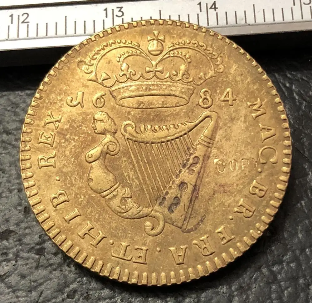 1684 Ирландия 1/2 Пенни Чарльз медная металлическая копия монеты|Безвалютные