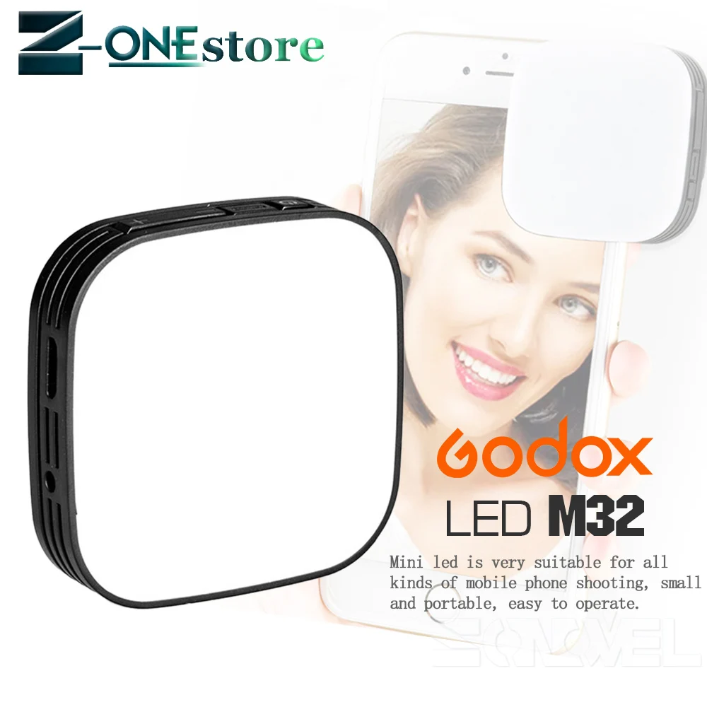 Портативная вспышка Godox LED M32 освещение мобильного телефона для смартфонов iPhone 7