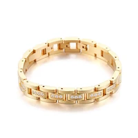 20cm 12mm luxury jewelry zircon crystal adjustable gold men women 316l titanium stainless steel bracelet bangle wristbands