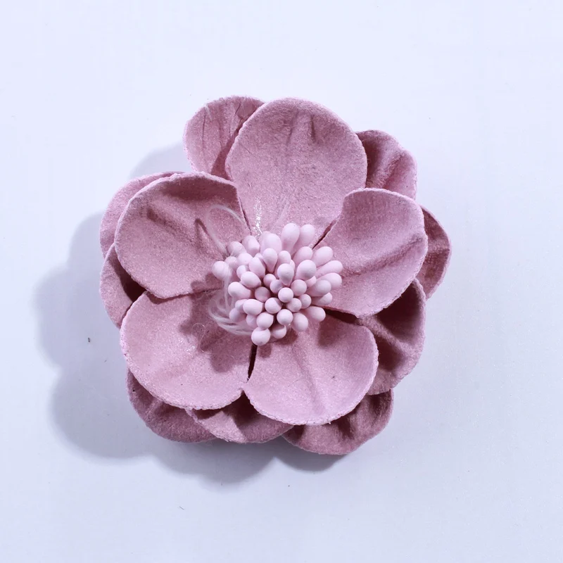 Lt Pink 10 шт., 5 см, модные однотонные искусственные фетровые цветы для волос, аксессуары для волос, лента для волос, аксессуары для одежды, цвета на выбор - Цвет: Lt Pink