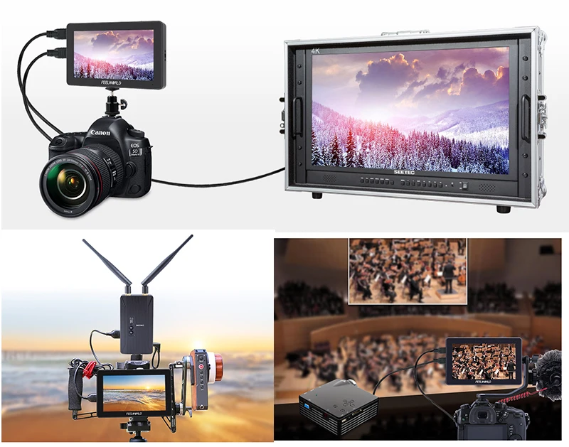 FEELWORLD F6 PLUS 4K монитор 5,5 дюймов на камеру DSLR 3D LUT сенсорный экран ips FHD 1920x1080 видео 4K HDMI полевой монитор dslr