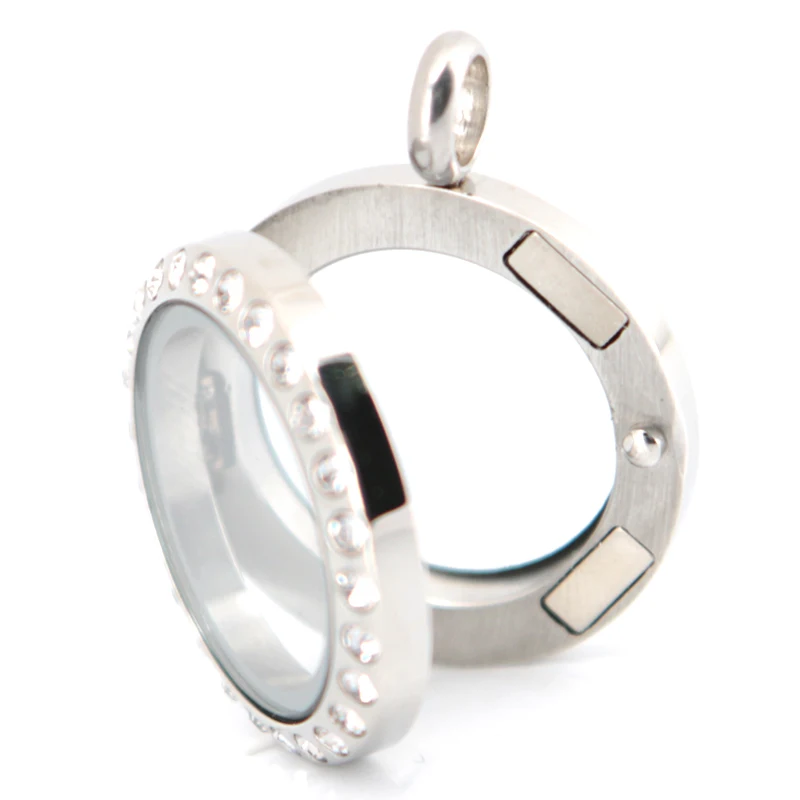 

Hot sale 20mm round crystal 316 stainless steel Memory living glass locket pendant , glass locket floating charms for Women