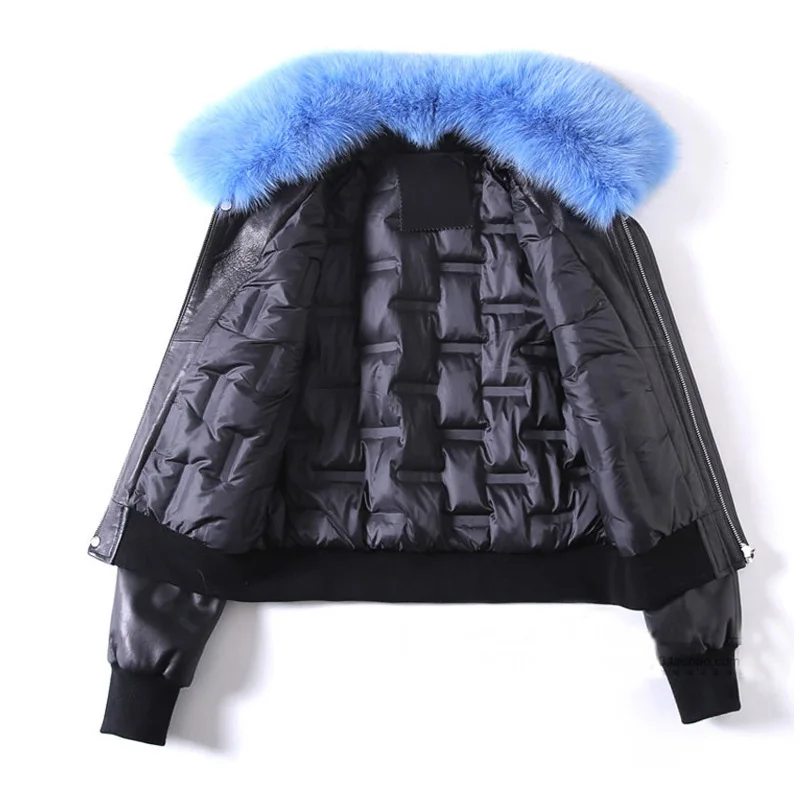 QAZXSW 2018 New Women's Winter Genuine Leather Outer Down Jacket Short Sheepskin Thick Warm Fashion Coat LE475 | Женская одежда