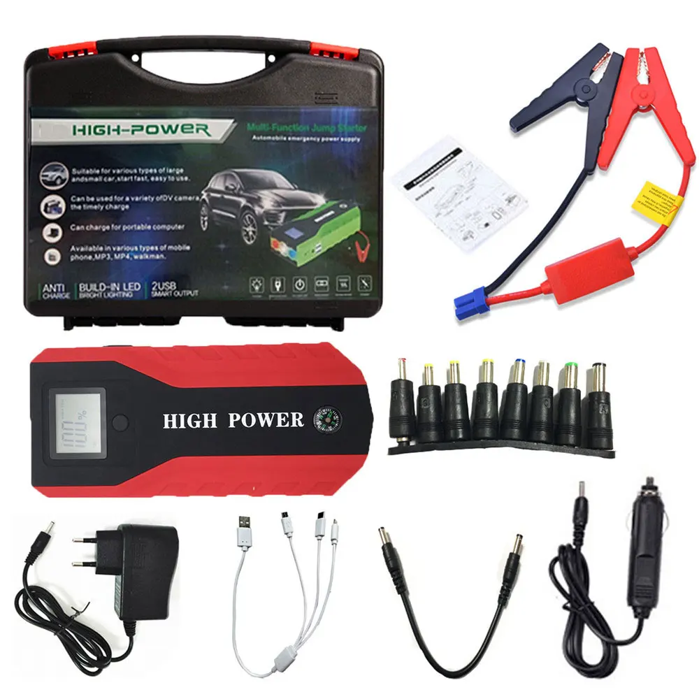 Red With box GKFLY Многофункциональный стартер скачка 1000A 12V 2USB 600A Портативный автомобиля Батарея усилитель Зарядное устройство усилитель Мощность power Bank пусковое устройство - Цвет: Red With box