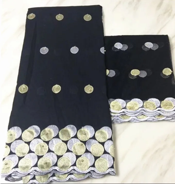 5 ярдов/шт. Новая модная белая Африканская Хлопковая ткань с бусинами и вышивкой