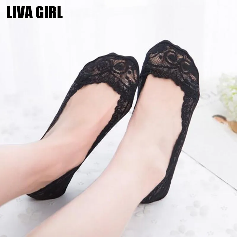 Liva/Лидер продаж Элегантные женские кружевные невидимые носки Тапочки
