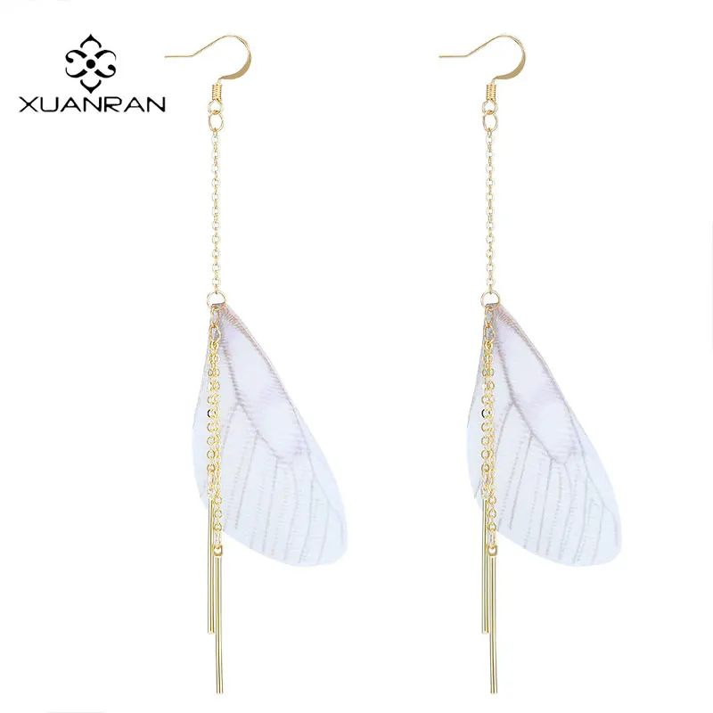 Xuanran Новый Pendientes Винтаж кисточкой уха линия Фея крыло бабочки Перо падение