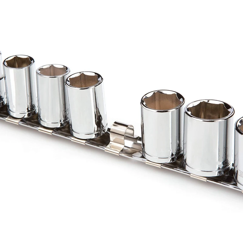BMBY-Socket Rack Holder 1/4 дюйма 3/8 1/2 с 16 зажимами на рельсах инструмент органайзер для