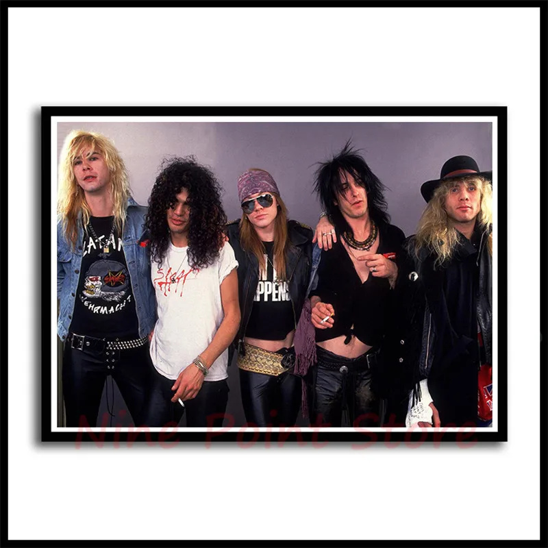 Рок-группа guns N' Roses белая бумага с покрытием плакат рокеры декоративная живопись плакаты настенные стикеры бескаркасные - Цвет: Светло-желтый