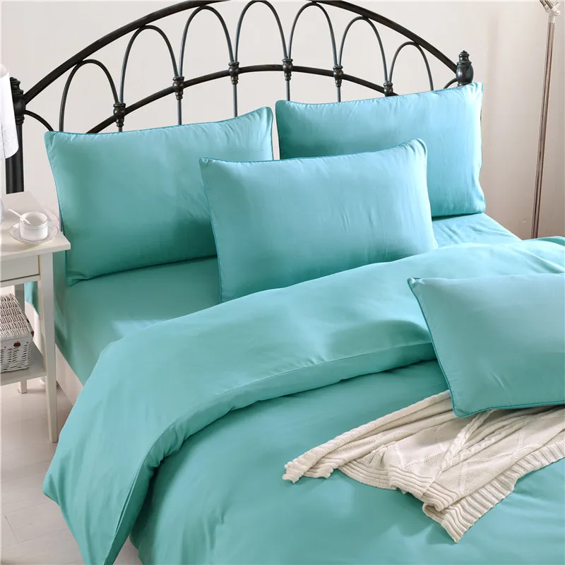 Цвет морской волны однотонное постельное белье комплект из 4 предметов одежды