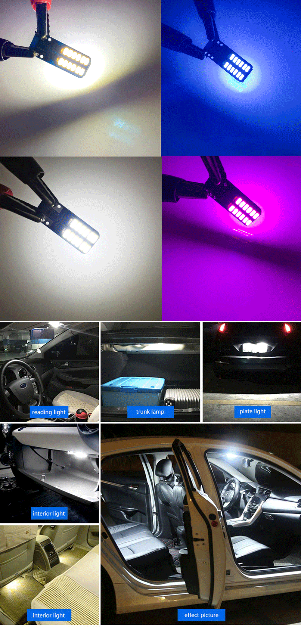 10 шт. T10 светодиодный 194 W5W 24 светодиодный 3014SMD CANBUS ERROR FREE автомобиля клиновидные боковые светильник чтения светильник Подсветка регистрационного номера 12v