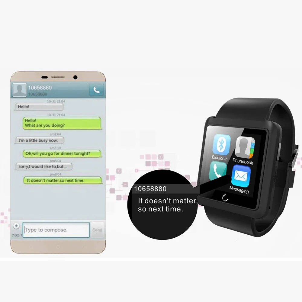 Поддержка смарт часы для IOS водонепроницаемый чехол iPhone 6 5 5S 4 4S Samsung S5 S4 Note HTC Android