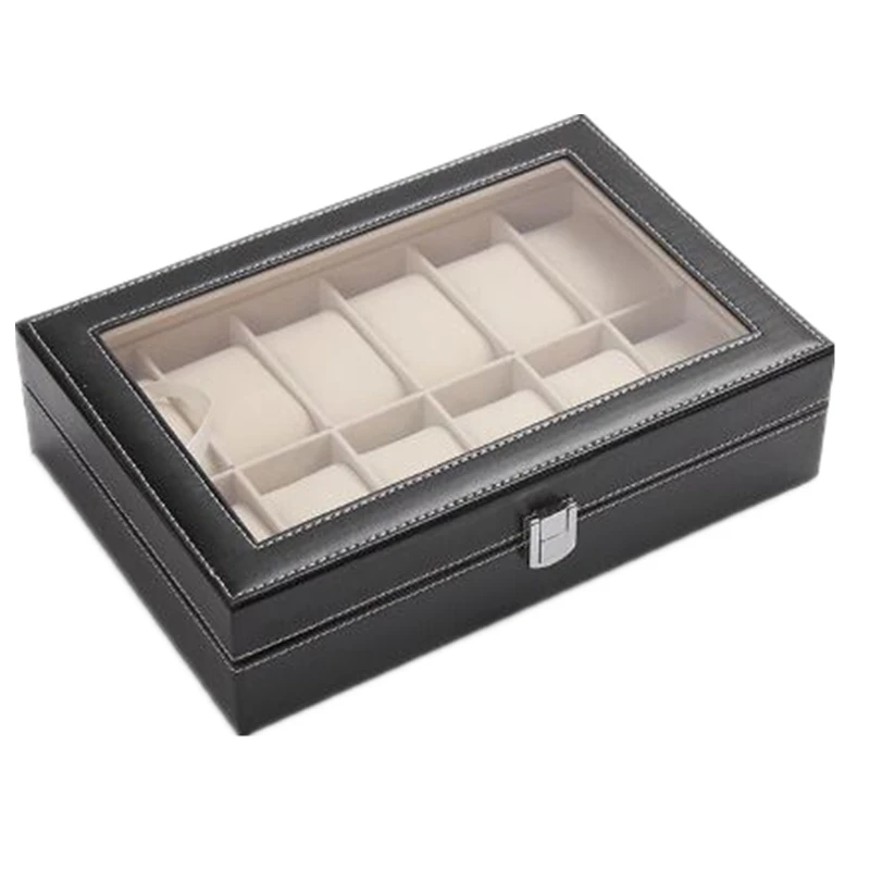 Коробка для часов FANALA 12 ячеек в сетку с металлической пряжкой Winder Boite Montre коробка
