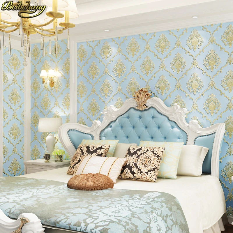 Beibehang рулон тисненой флокирующей бумаги для стен классический винтажный