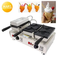 commercial taiyaki fish shaped waffle maker 110v 220v open mouth taiyaki ice cream machine fish cone baker in catering equipment