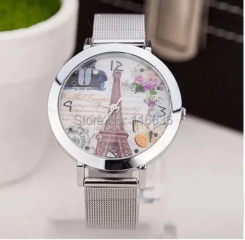 Высококачественные женские часы с металлическим ремешком эйфелева башня лондон