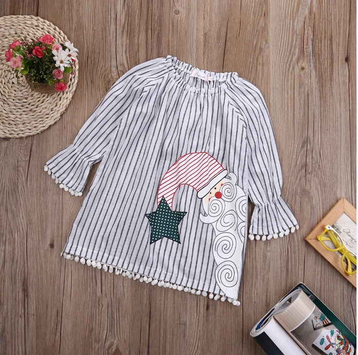 Новинка нарядная одежда для девочек рождественских праздников блузка с рюшами