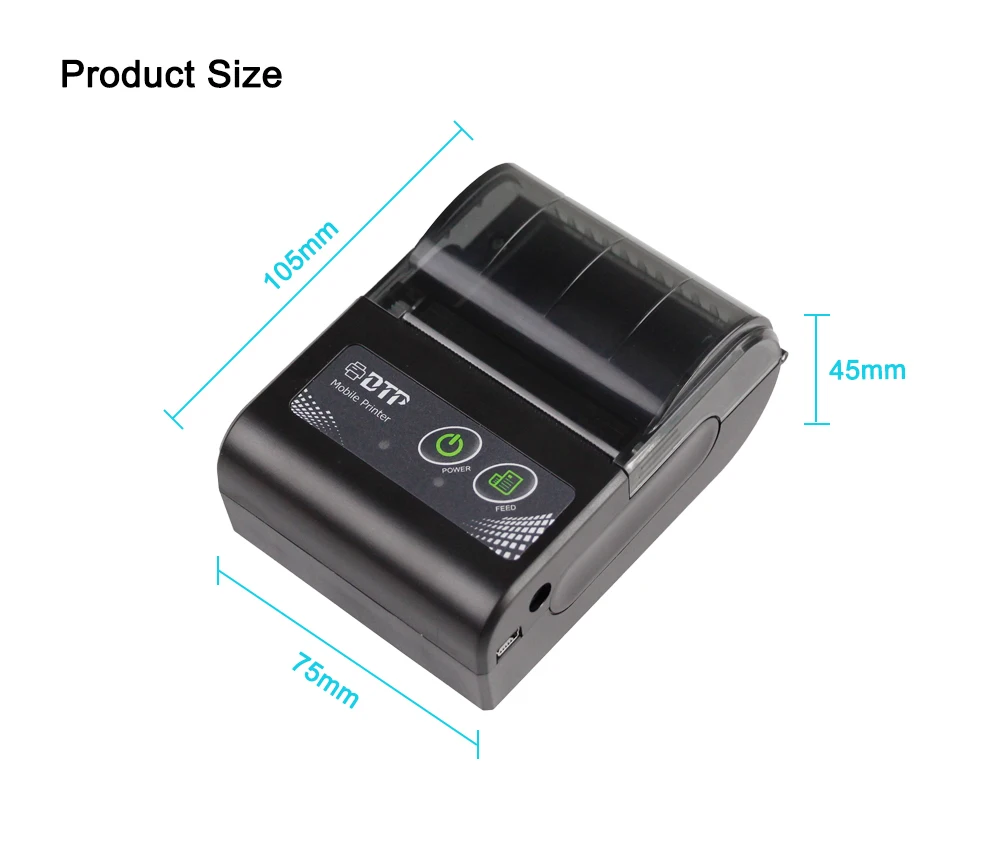 RD M58 Bluetooth беспроводной термальный принтер 58 мм ручной портативный с карманом
