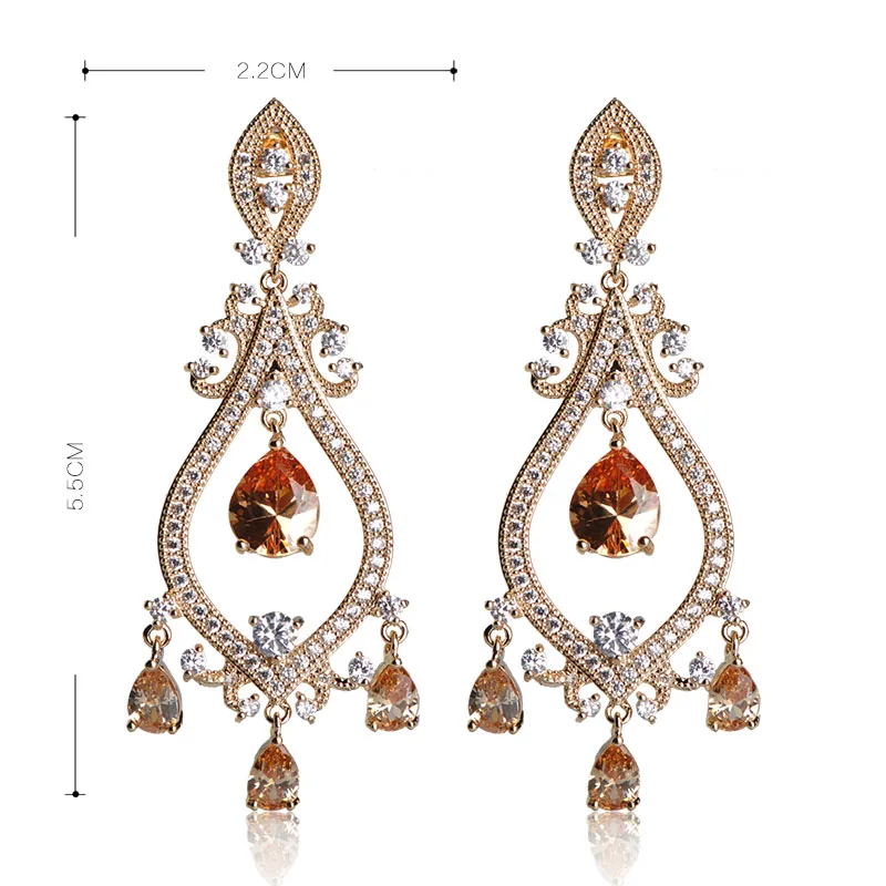 Blucome Water Drop Rhinestone Серьги Для Девушки Женщин Родий Позолоченный CZ Циркон