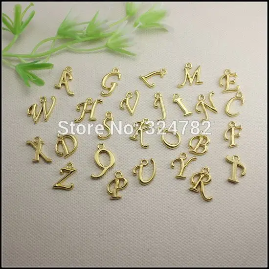 260 шт. золотистые металлические буквы алфавита/Искусственные подвески-буквы