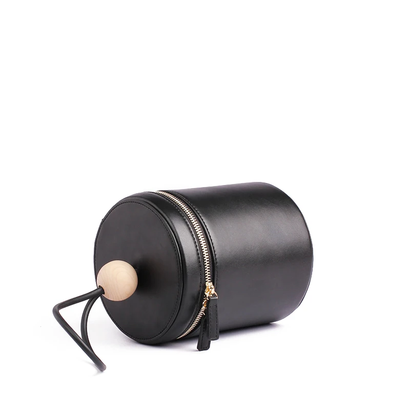 100% натуральная кожа женская сумка цилиндрическая дамская сумочка клатч