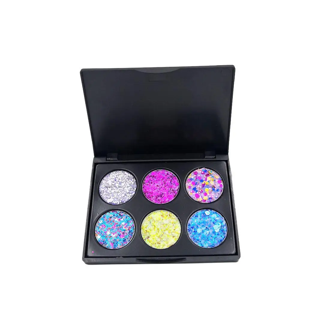 6 цветов блестящие тени вечерние Макияж Яркий глиттер повседневный для свиданий