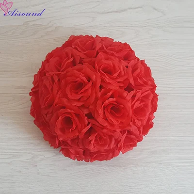 Color 1 red 1 шт. подвесной Декор цветок шар центральный Шелковая Роза украшение для свадьбы целующиеся шары Pomanders свадебный декоративный шар композиция - Цвет: Color 1 red