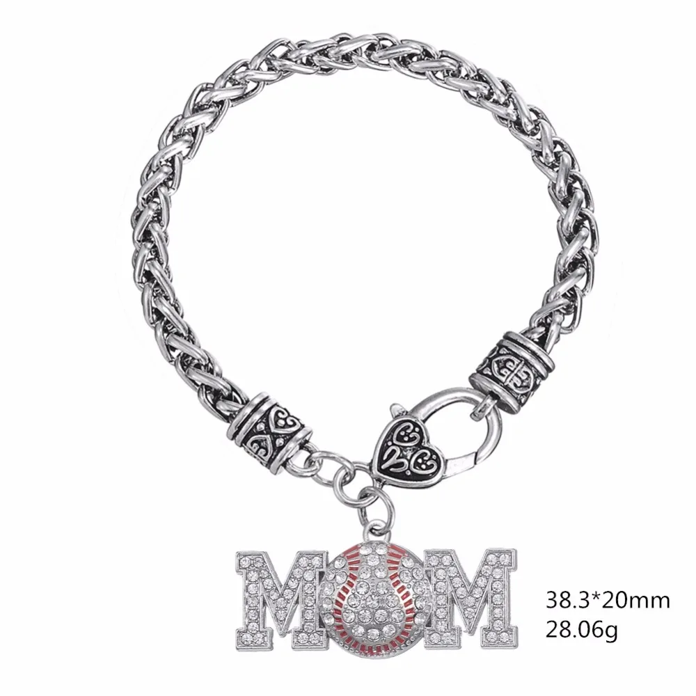 Очаровательные Кристаллы Бейсбольного браслета с родиевым покрытием|crystal charm